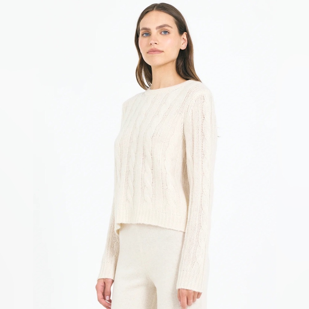 One Grey Day Mel Cashmere Pullover Sweater Bone Women’s Large 100% Cashmere